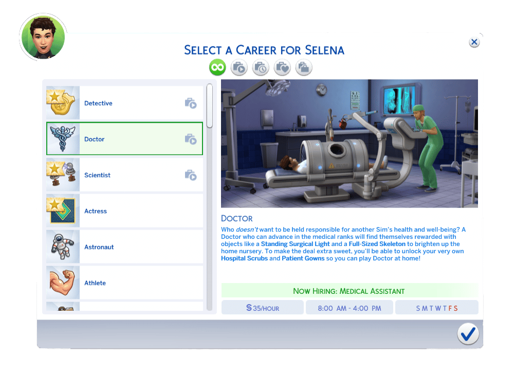 The Sims 4 Career UI – Doctor