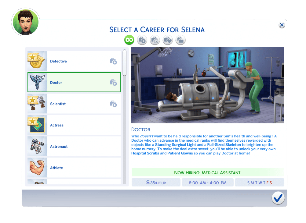 The Sims 4 Career UI – Doctor