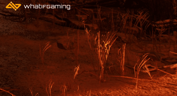 Screenshot showing dry grass with Chromatic Aberration enabled