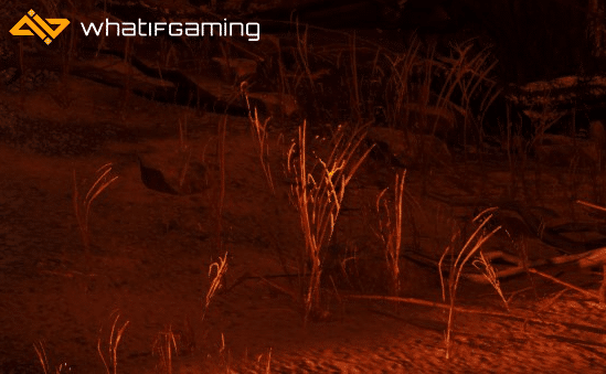 Screenshot showing dry grass with Chromatic Aberration disabled