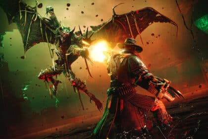 Evil West Screenshot featuring the main character and an enemy locked in battle