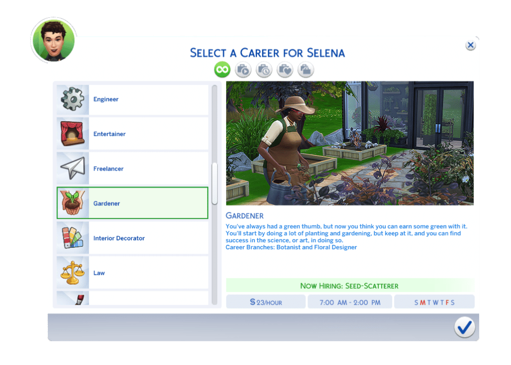 The Sims 4 Career UI – gardener