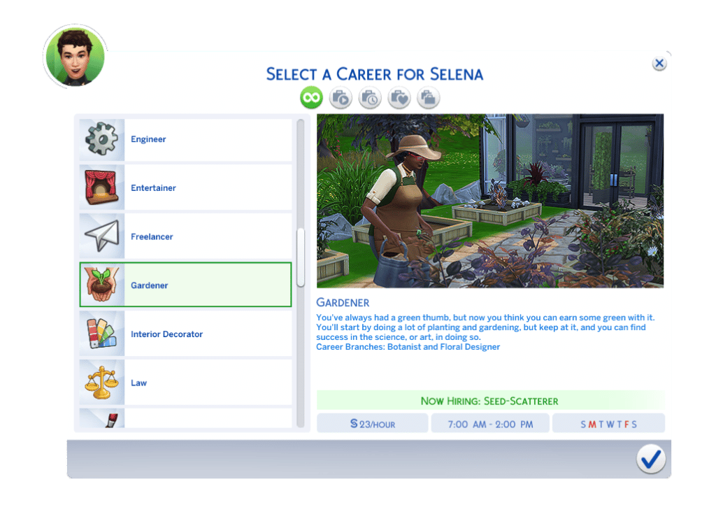 The Sims 4 Career UI – gardener