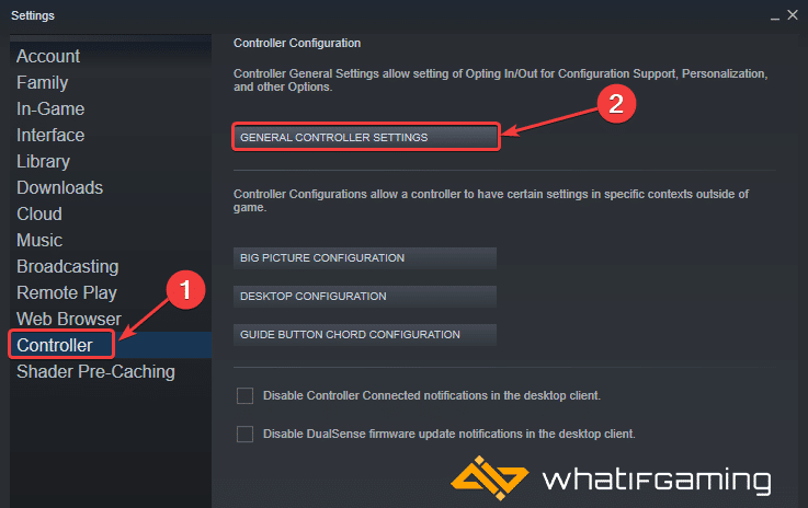 Settings > Controller > GENERAL CONTROLLER SETTINGS