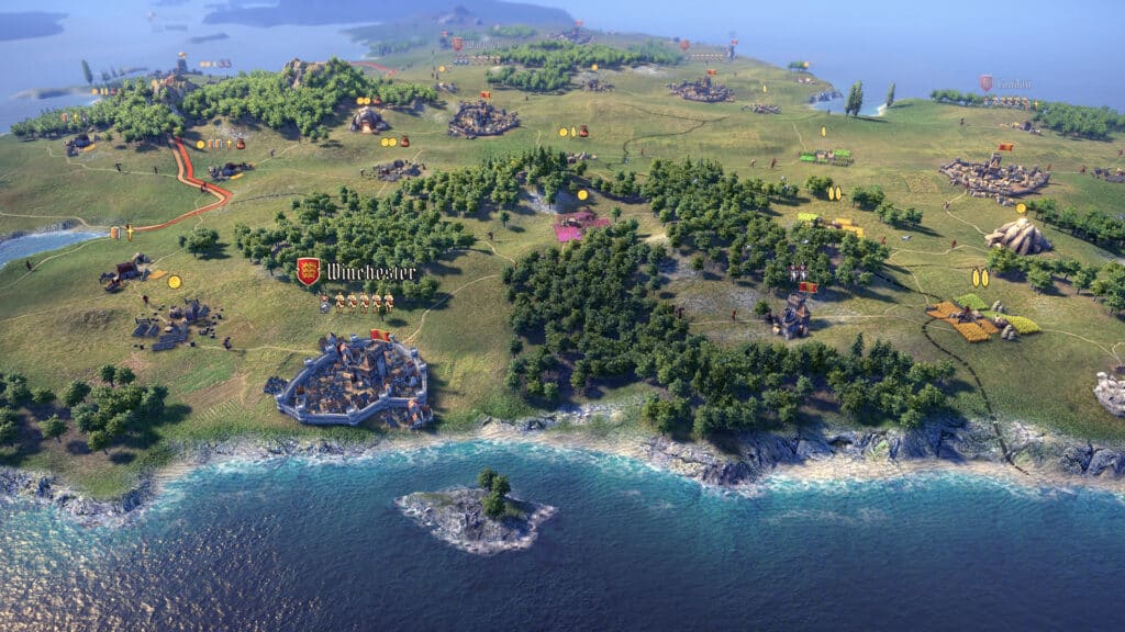 Knights of Honor II Gameplay Screenshot showing the overworld map