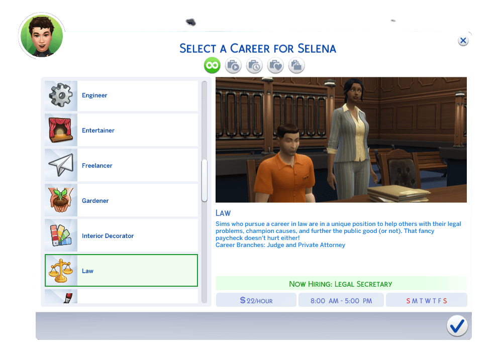 The Sims 4 Career UI – Law