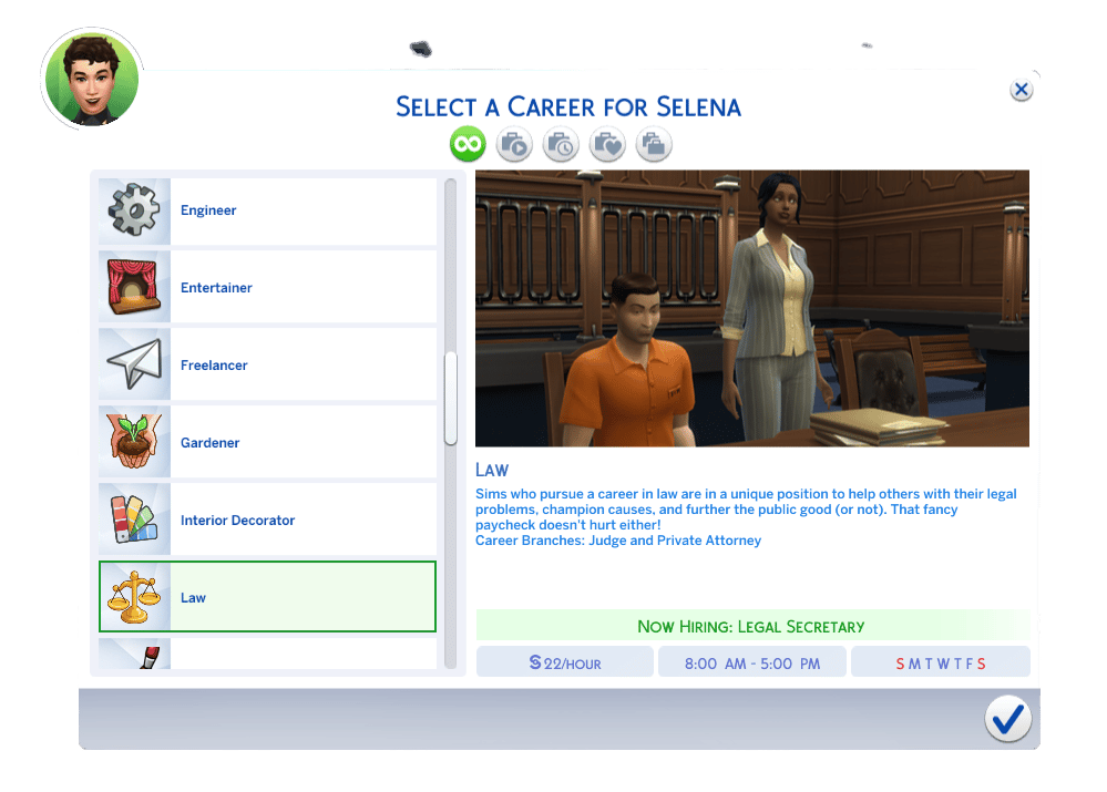 The Sims 4 Career UI – Law