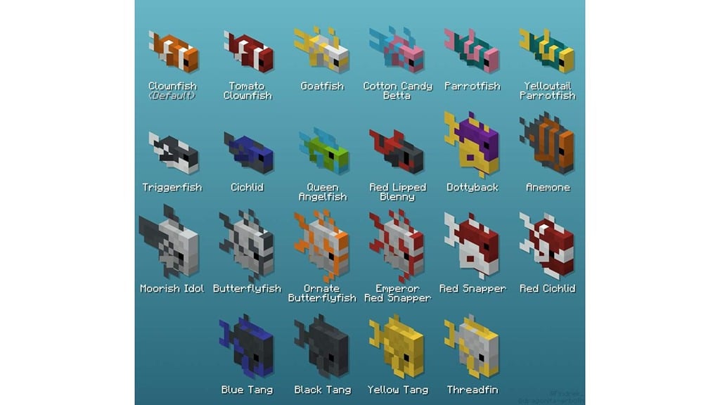 22 unique types of Tropical Fish in Minecraft