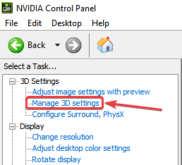 NVIDIA Control Panel  3D Settings  Manage 3D Settings