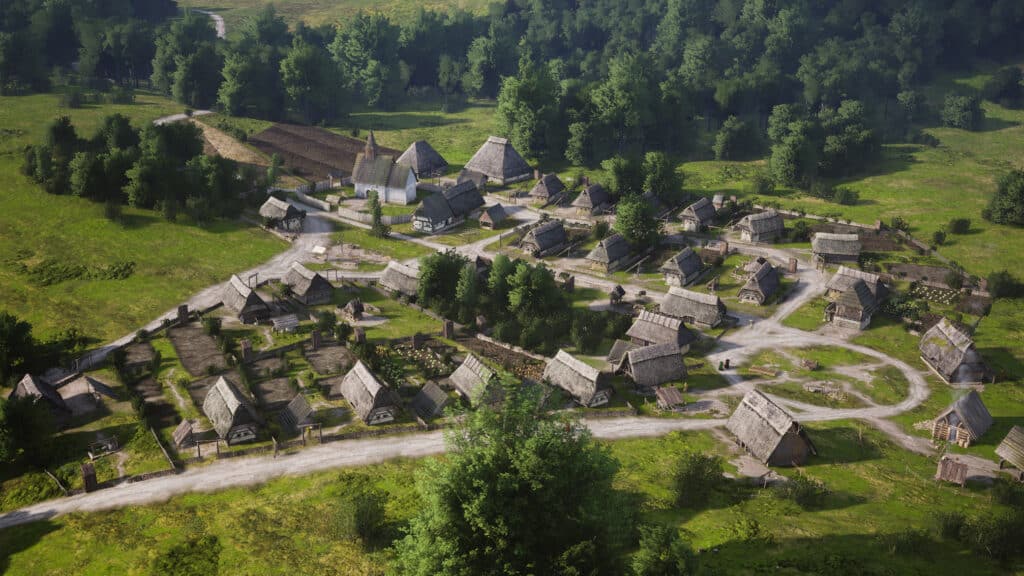 Manor Lords Screenshot from Steam showcasing a town
