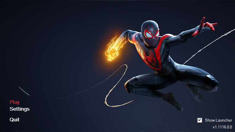 The Spider-Man Miles Morales launcher at boot