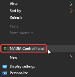 Desktop > NVIDIA Control Panel