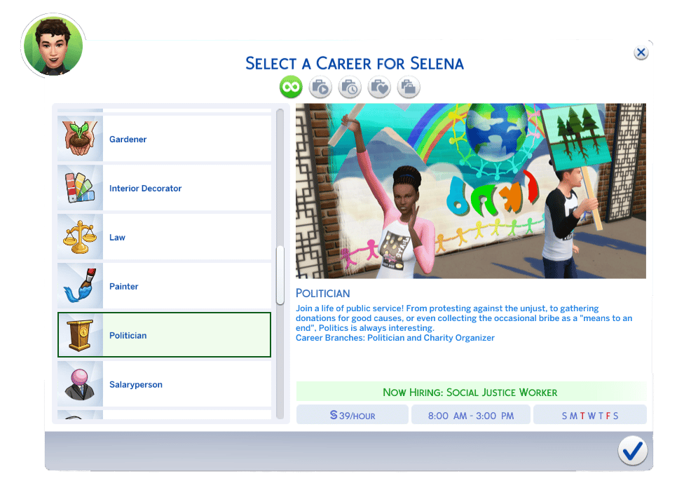 The Sims 4 Career UI – Politician