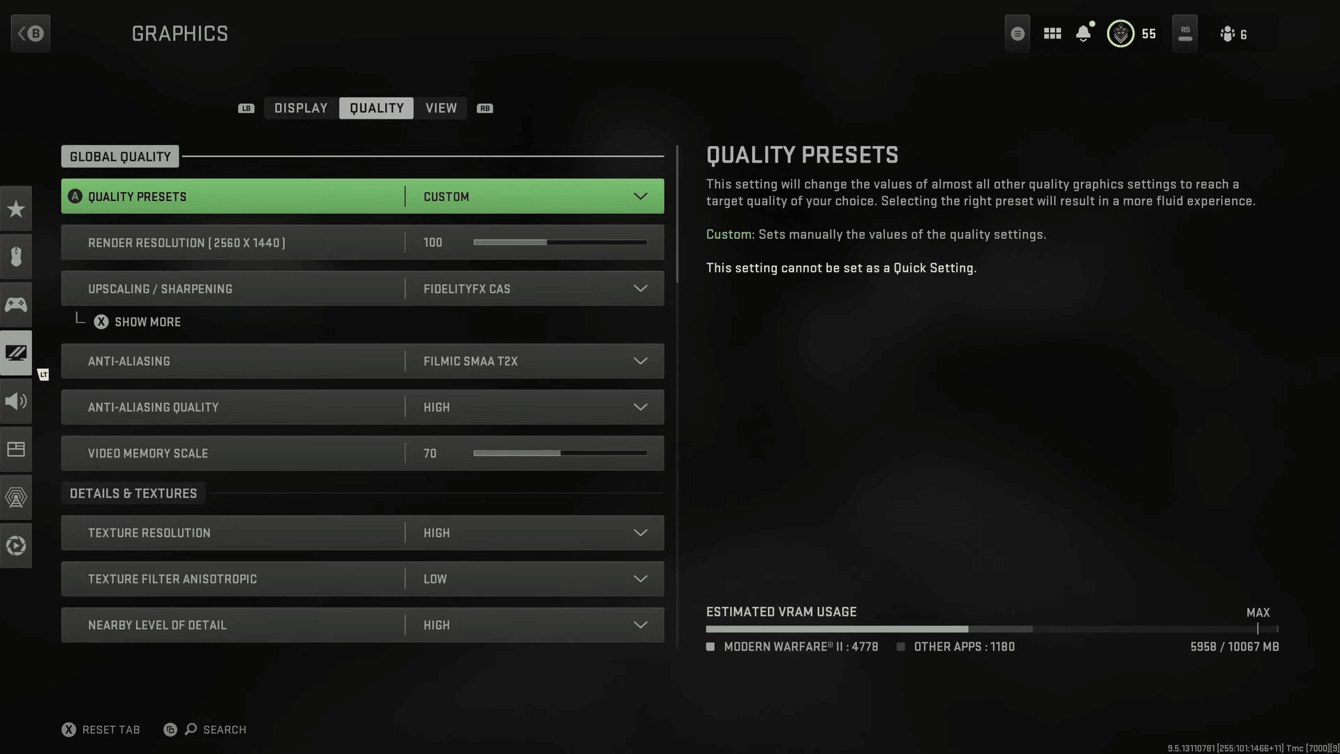 Quality settings for Warzone 2.0