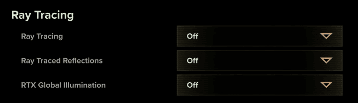 Disable all three settings for Ray Tracing