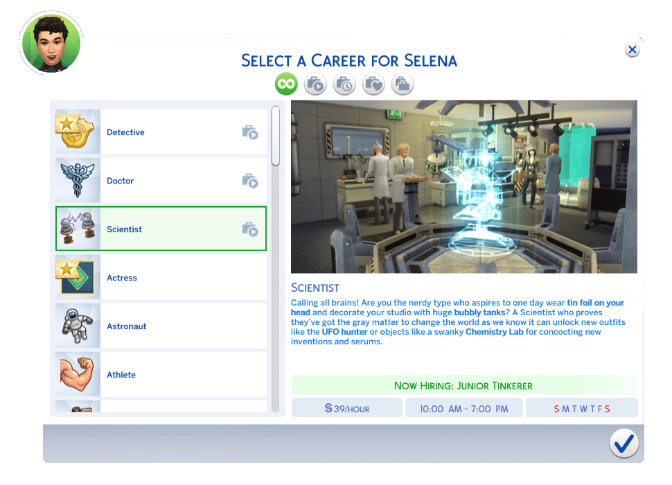 The Sims 4 Career UI – Scientist