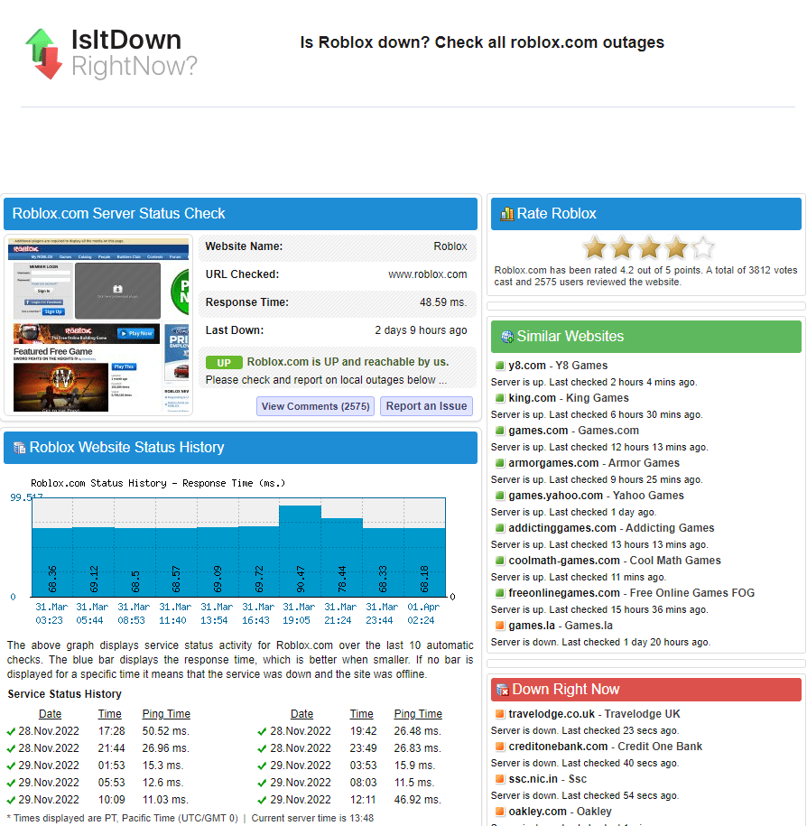 Roblox Server Status