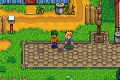 Sam skateboarding in Stardew Valley