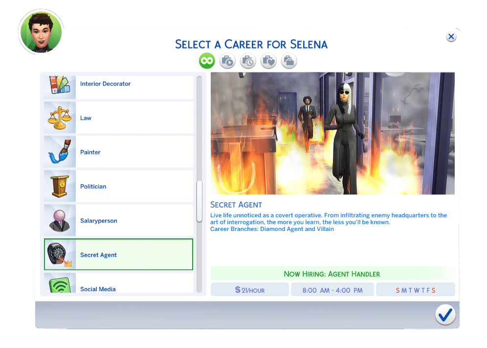 The Sims 4 Career UI – Secret Agent