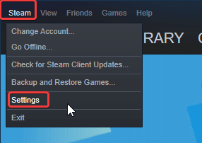 Launch Steam > Click on top left > Steam > Settings