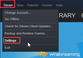 Launch Steam > Click on top left > Steam > Settings
