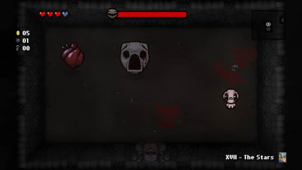 Isaac battling one of the final bosses in The Binding of Isaac: Rebirth.