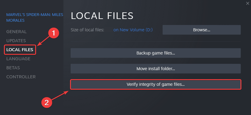 Properties > Local Files > Verify integrity of game files