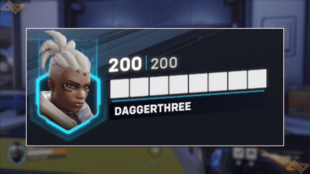A photo of Sojourn's health bar showing 200/200 white health