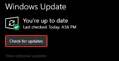 Check for Updates under Windows Update