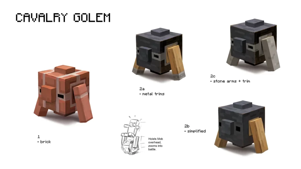 multiple concept designs for grindstone golems
