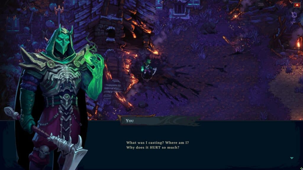 The Necromancer starts with a questioning dialogue.