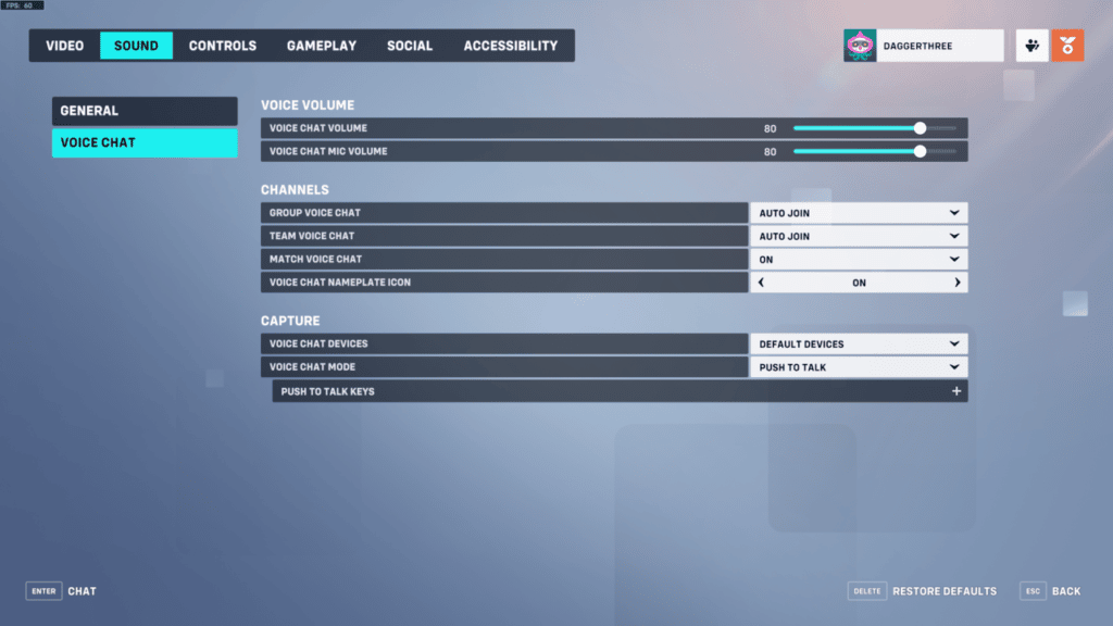 The voice chat options under sound settings