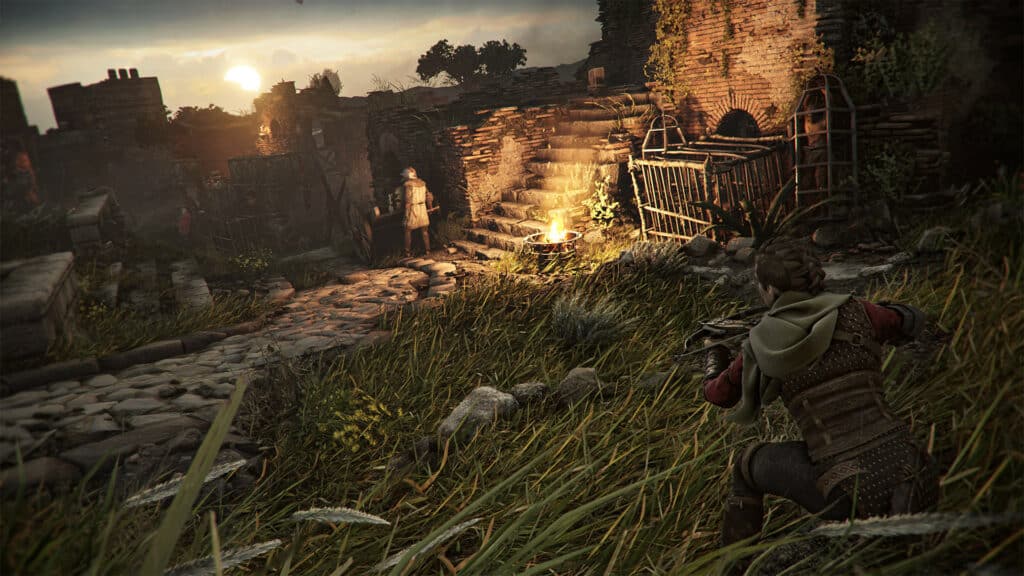 Image shows a girl sneaking in A Plague Tale Requiem