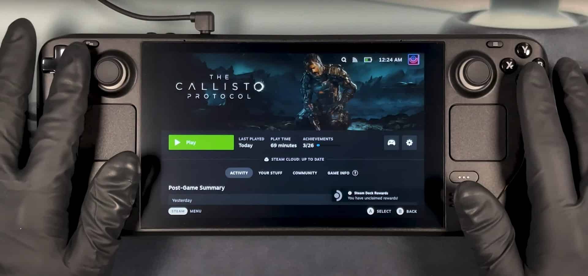The Callisto Protocol running on the Steam Deck