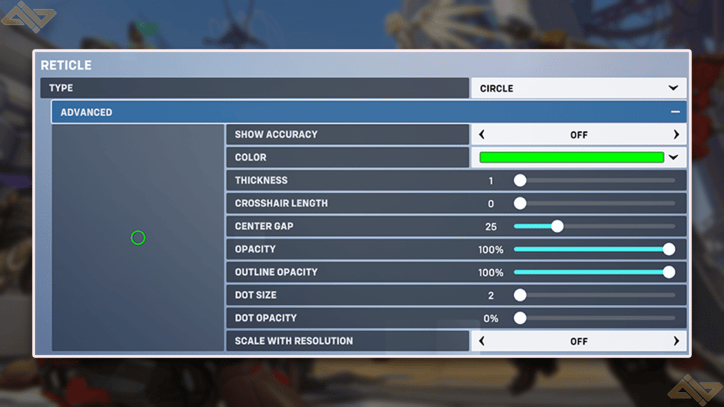 An image of the circle preset settings