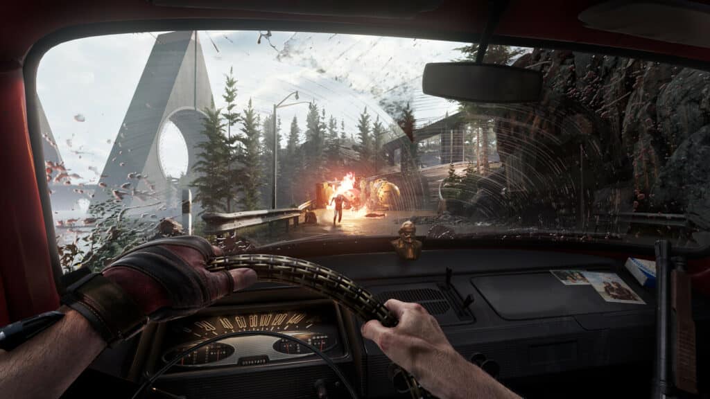 Image shows traveling in-game via car