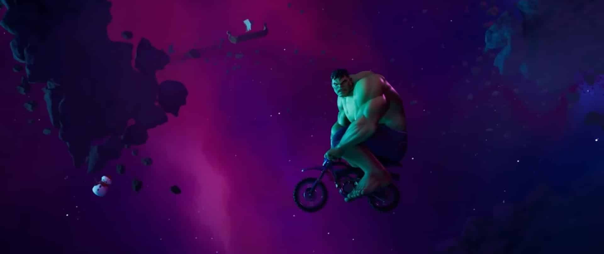 Hulk riding a small dirtbike