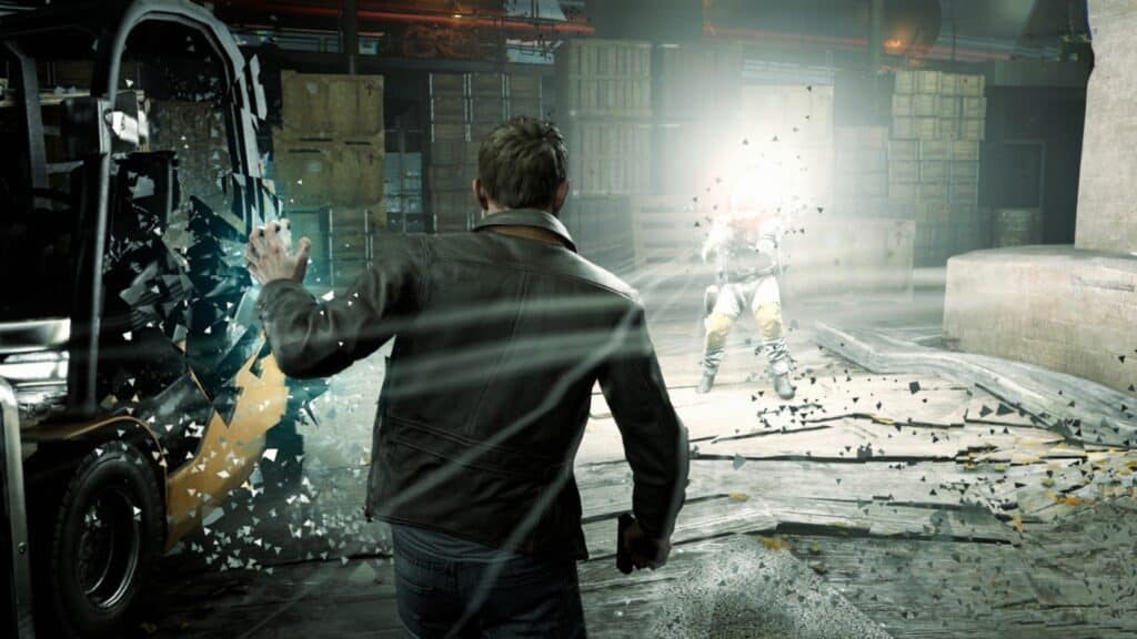 Image has a guy attacking someone with supernatural powers in Quantum Break
