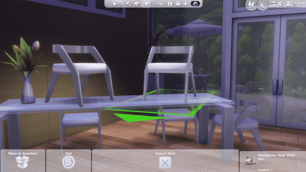 Chairs placed onto table using the move objects cheat