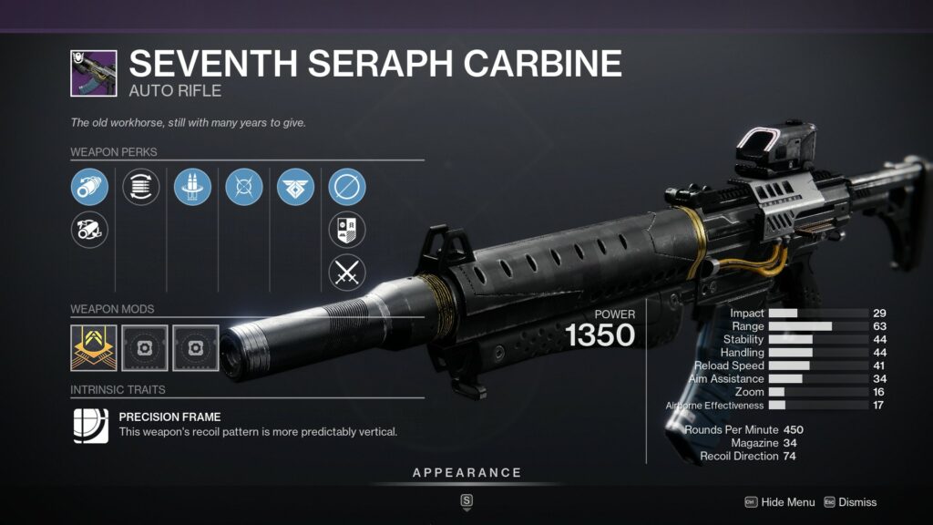 Destiny 2 Every new weapon in Season of the Seraph - Seventh Seraph Carbine