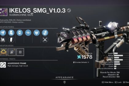 Destiny 2 Ikelos SMG god roll in inventory.