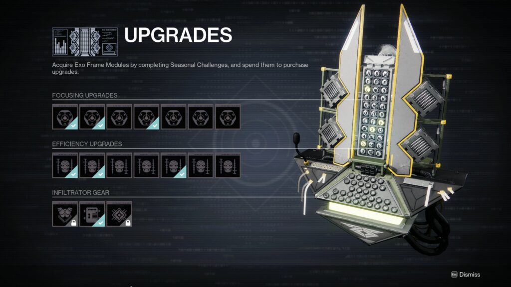 Destiny 2 Infiltrator gear upgrades on the seasonal upgrade module. 