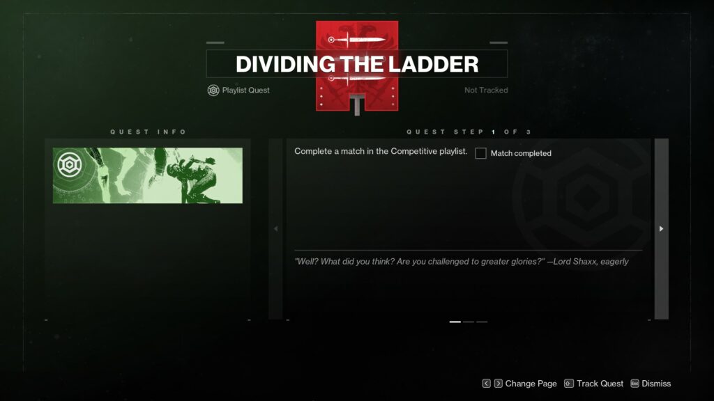 Destiny 2 Dividing the Ladder quest. 