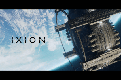 Title cinematic scene from the strategy city-builder game IXION