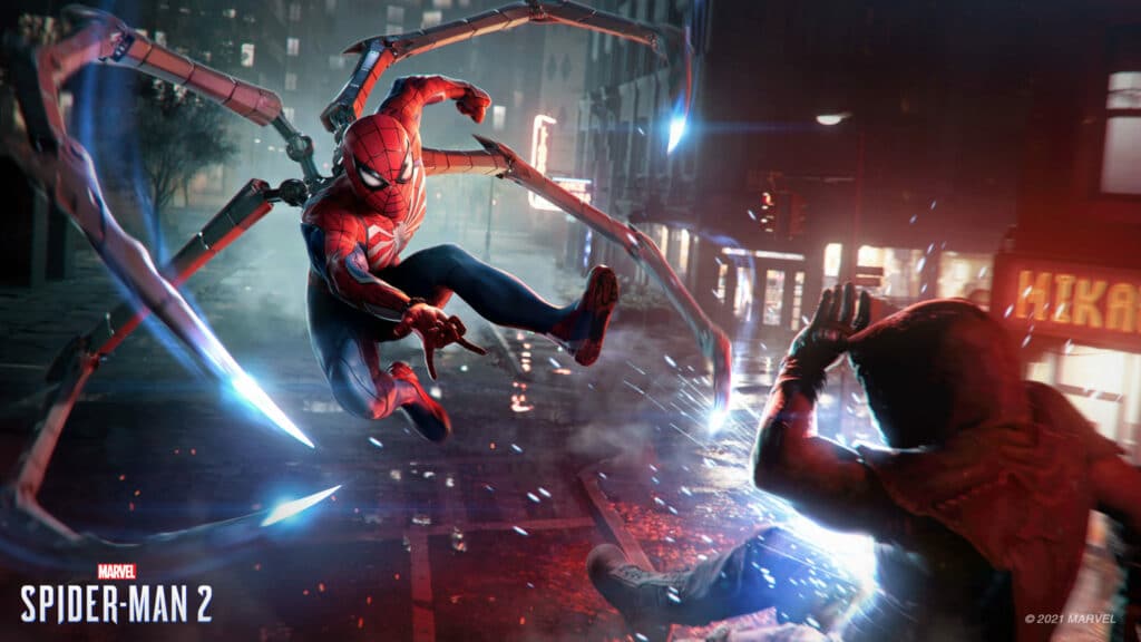 Image shows spider man in action