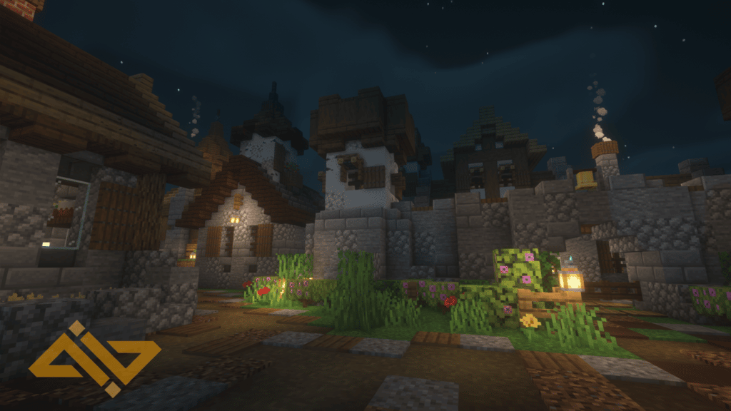 Minecraft Night Village Wallpaper