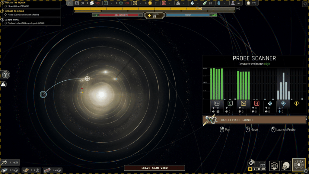 IXION's Probe Scanner menu