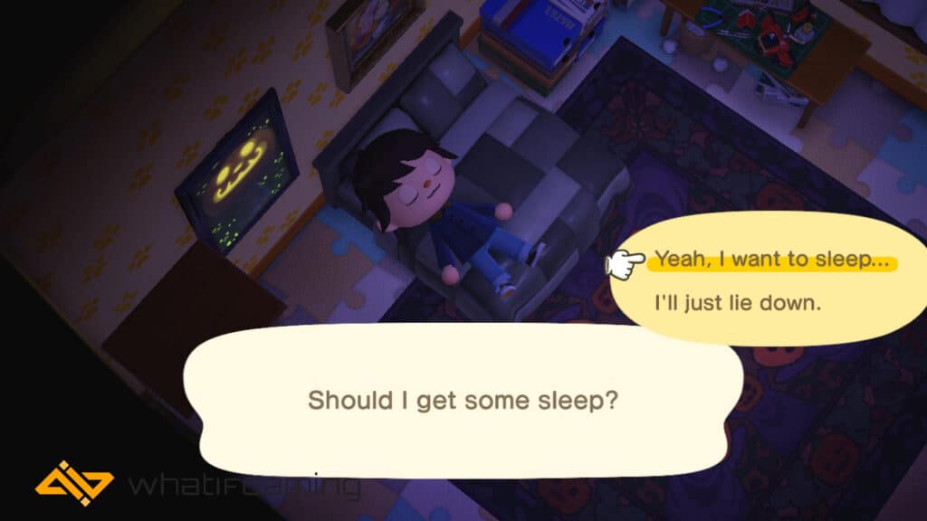 The popup message that displays when you lay in bed in Animal Crossing.