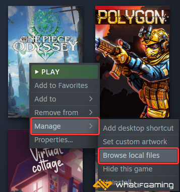 Steam library > Right-Click One Piece Odyssey > Manage > Browse local files