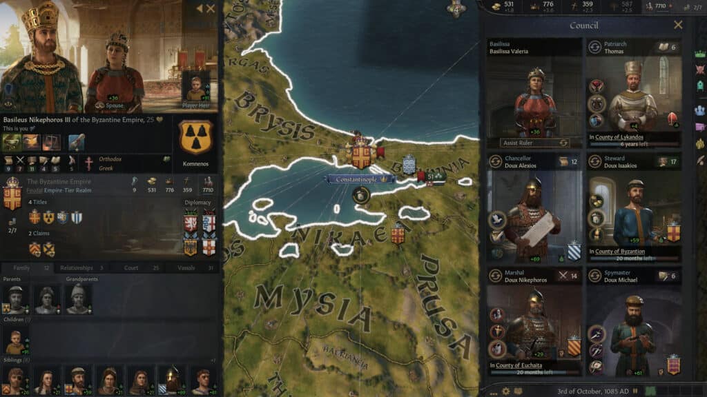 Crusader Kings III Gameplay Screenshot, with tons of depth and intervown systems, making it one of the best strategy games on our list
